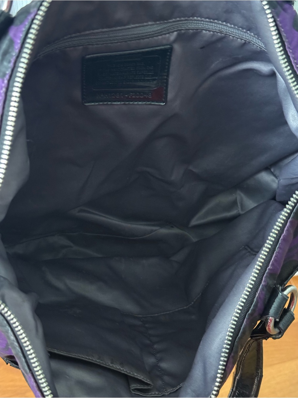 Y2K Coach Poppy Purple Ocelot Sateen Satchel Tote - Picture 6 of 7